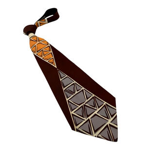 Vintage 1940s Tie Men's Neck Ties Swing Neckties 1930s BROWN Wide Rayon 49X4.2"